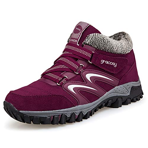 gracosy Mujer Botas de Nieve Senderismo Zapatos Antideslizantes Trekking Zapatos Invierno Piel...