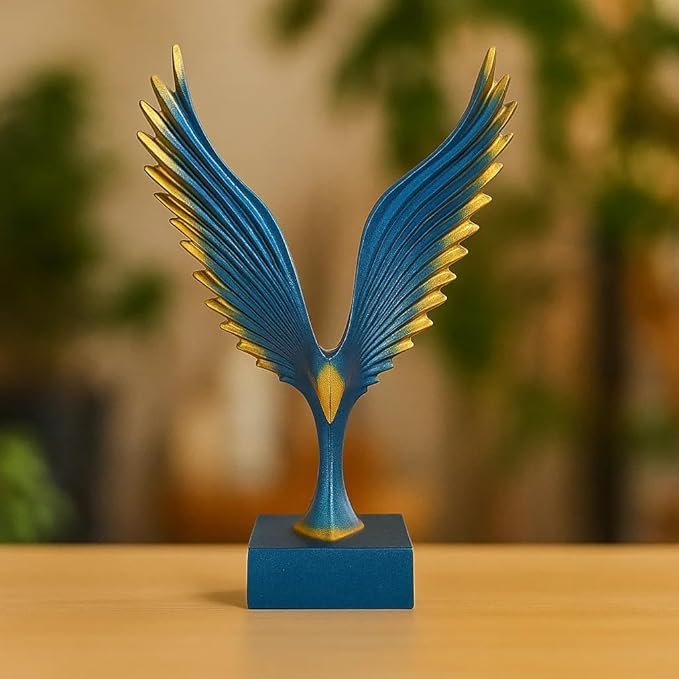 Image of Eagle Wing Figurines Sculptures Home Decor Showpiece Feng Shui Vastu Eagle Wing Statue for Home Decorative Showpiece(Blue)