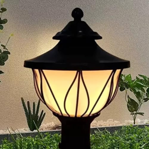 Image of SINOMAN Classic Gate Light Waterproof Pillar Lamp Outdoor Decor Garden Lighting Pole Mount Exterior Fixture for Home Entrance Patio Compound Boundary (Bulb Not Included)