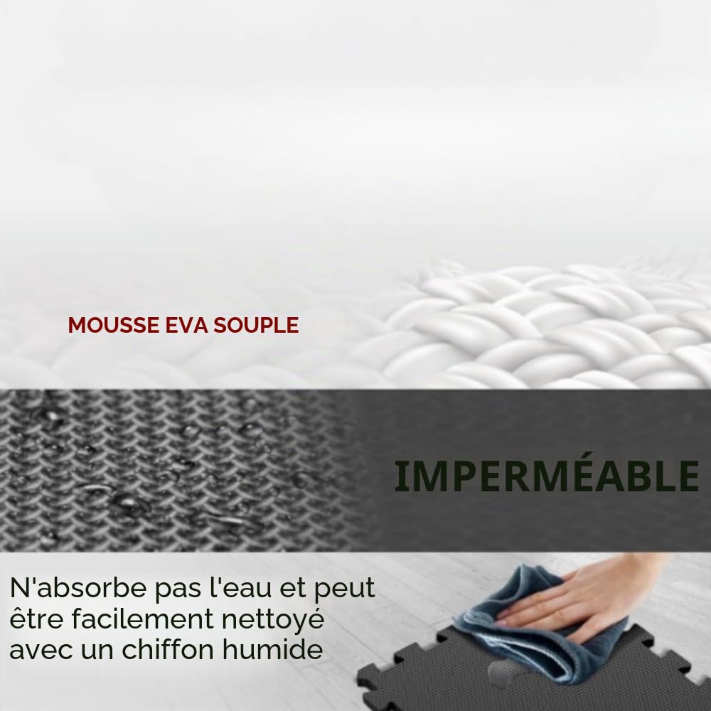 Tapis en caoutchouc Fitnesss 60 x 60 cm à encaissement PUZZLE Sol Gym Matelas antidérapant TATAMI KARATE Sol modulaire
