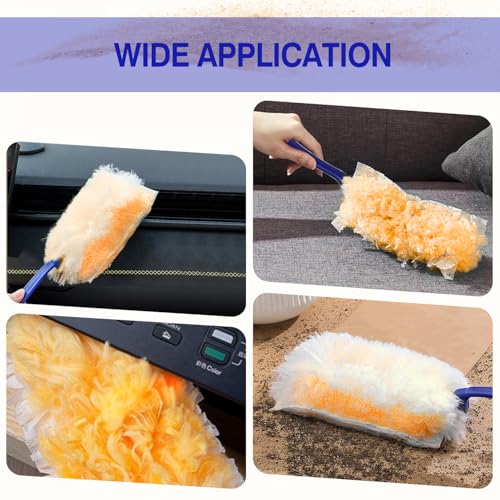 Image of 40 Count Duster Refills, Disposable Static Dust Removal Brush Replacement Head Compatible with Swiffer Duster Refills for Dusting Electronics Furniture Blinds Ceiling Fans, 1 Short Handle (Yellow)