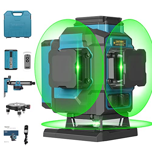 Takamine 3x360Â° 12 Lines Self Leveling Floor Green Laser Level, Craftman Laser Level for Construction/Picture Hanging/Floor/Tile with Remote Controller, Magnetic Rotating Stand and Type-C Charger
