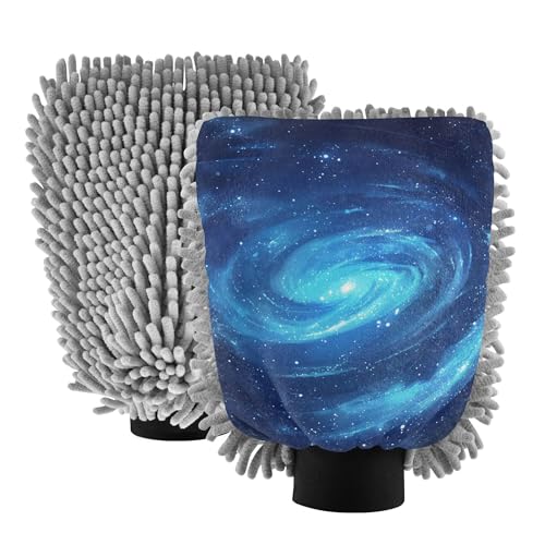 Guanto in microfibra blu a spirale per auto, confezione da 2 guanti per la pulizia dell'auto, spugna antigraffio per lavaggio e asciugatura