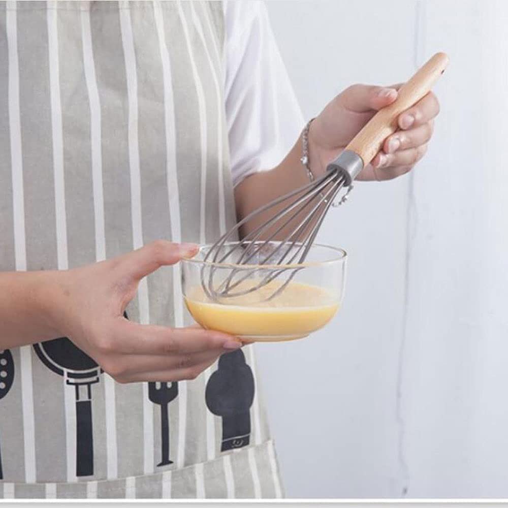 Schneebesen zum Kochen Creme Butter Mixer, Buchenholz Griff Eierschlägel, Hitzeabweisend Antihaft-Silikon Schneebesen Backwerkzeuge, Küche Schneebesen Schlägel