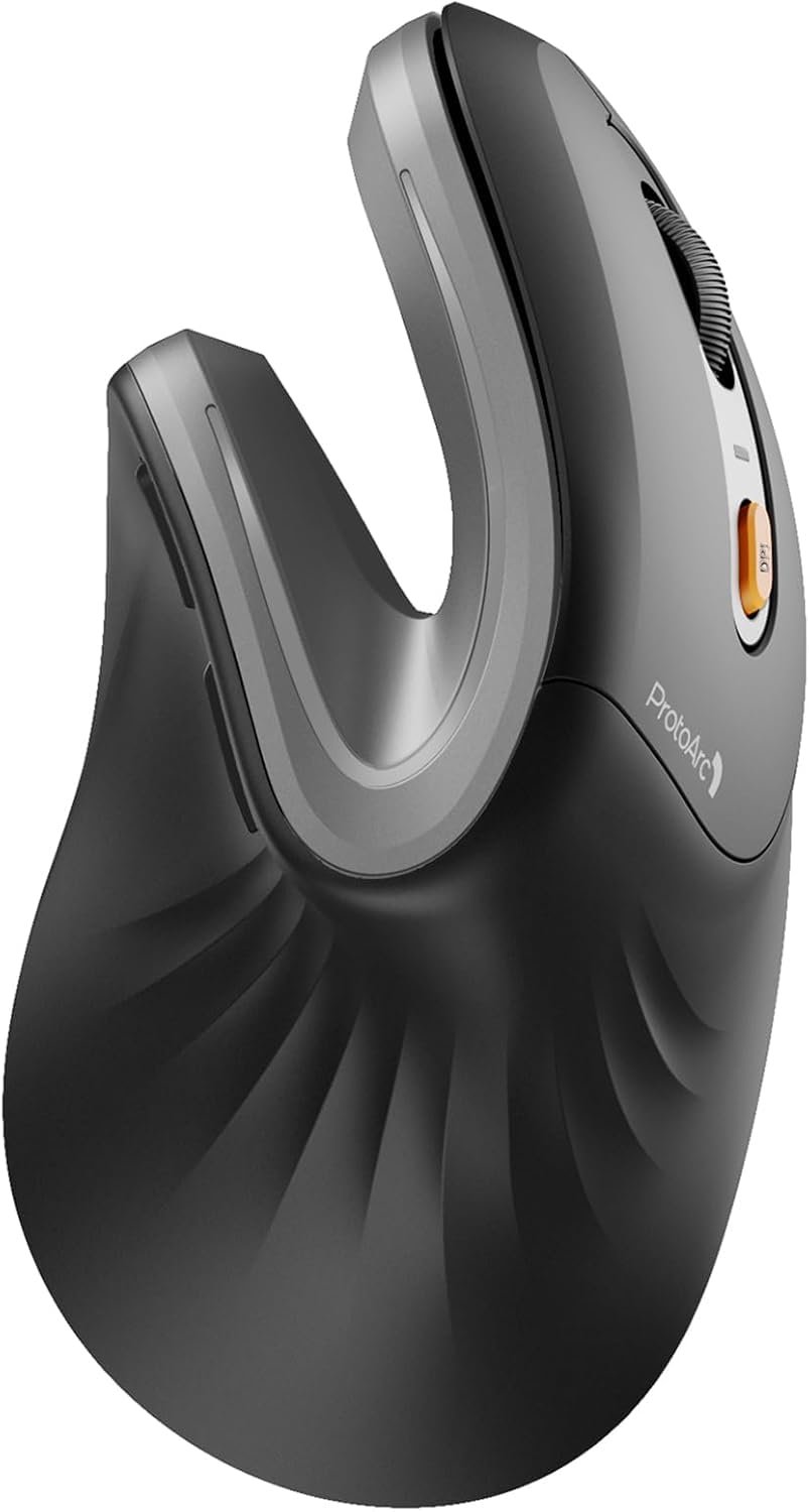 ProtoArc Ergonomic Mouse, EM11 NL Bluetooth Rechargeable Wireless Vertical Mouse, 3 Multi-Device Connectivity for Computer/PC/Laptop, 2.4GHz Optical Mice for Windows, Mac OS, Grey-picture-19