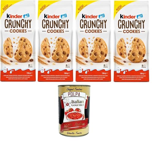 Galletas crujientes para niños, galletas crujientes con leche y cacao, 4 x 136 g + polpa italiana gourmet 400 g