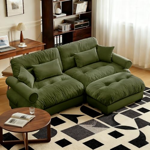 Image of SoarFlash L Shaped Couches for Living Room, Small Sectional Sofa Set with Reversible Chaise, Modern Designed Sleeper Sofas and Modular Couch Function, Suitable for Small Spaces in Apartment, Green