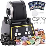 NATIONAL GEOGRAPHIC Professional Rock Tumbler Kit - Complete Rock Tumbler Kit with Durable 2 Lb. Barrel, Rocks, Grit, and Patented GemFoam Finishing Foam Polish, Educational STEM Science Kit