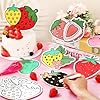 Motipuns 32 Set Strawberry Cutouts Crafts Kit with Ribbons, Color Your Own Strawberry Set Coloring Unfinished Ornaments for Birthday Party Favors Baby Shower Decorations #3