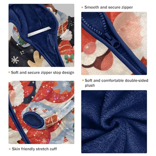 Christmas Deer in Festive Setting Toddler Fleece Jacket Girl Boys Hooded Fleece Jacket Coat Warm Outwear Zip-up 3-10T3