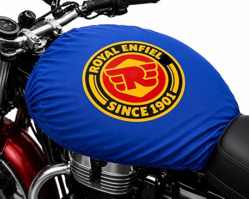 Image of Petrol Tank Cover for Bullet, Classic 350 /500, Electra and Standard, Black, Stretchable Fabric, Since 1901 Logo