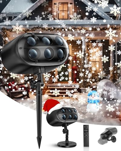 Proiettore di luci natalizie a forma di fiocco di neve, luce LED a forma di neve che cade con telecomando, proiettore di...