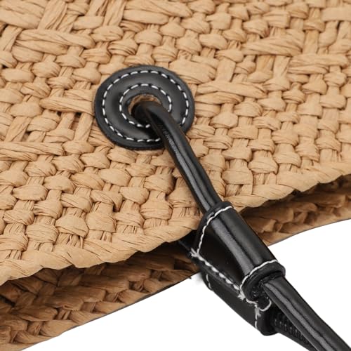 Straw Woven Beach Bag, Large Capacity Fashionable Shoulder Bag Top Handle Purse for Summer Travel Shopping3