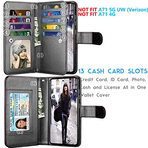 Tekcoo Galaxy A71 5G Case, [5G Version] Galaxy A71 Wallet Case, Luxury PU Leather Cash Credit Card Slots Holder Carrying Folio Flip Cover [Detachable Magnetic Case] Kickstand for Samsung A71 [Black]