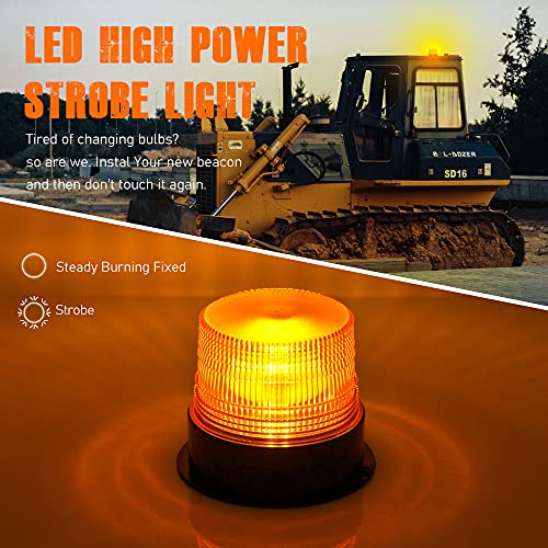 Dinfu Rundumleuchte akku 12V 24V Gelb Rundumleuchte Magnet Kabellose LED Warnleuchte auto Orange Warnlicht Blinkleuchte Strobe Beacon Light für Auto LKW Traktor KFZ UTV SUV J-eep