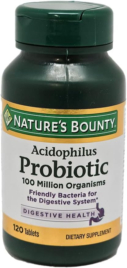 Nature's Bounty, Acidophilus Probiotic, Friendly Bacteria for the Digestive System, 100 Million Cfu, 120 Tablets (Packaging May Vary)