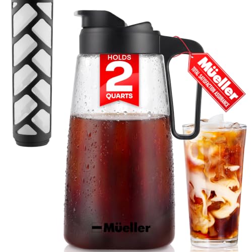 Image of MUELLER HOME Cold Brew Coffee Maker, 64 oz Tritan Fortified Pitcher Pour Spout Handle Lid