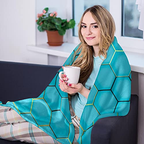 Couverture douce motif géométrique hexagonal 150x100 cm pour lit - 8