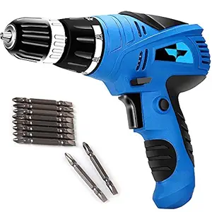 Shopingekart 10mm Reversible Easy Use Electric Screwdriver Drill Machine with Torque Setting Facility Drywall Screw Gun corded with PH2 +/- 10pcs Bit APSD16C-(10 mm/350w/750 Rpm/Multicolor/Plastic)