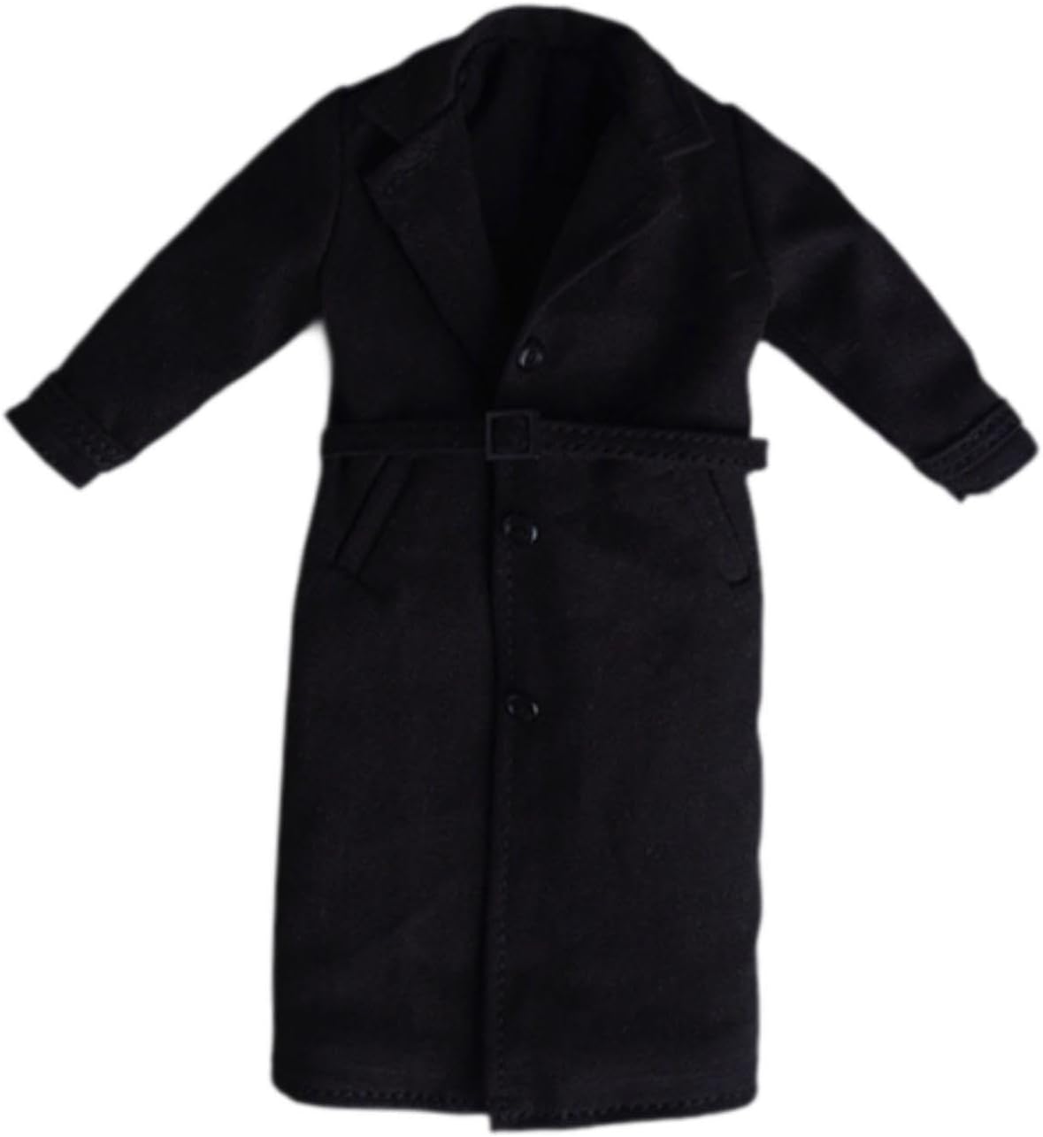 1:12 Scale Long Windbreaker Trench Jacket for Action Figures, Miniature Doll Clothes, Handmade Soft Costume Outfits for Doll Decor- Black