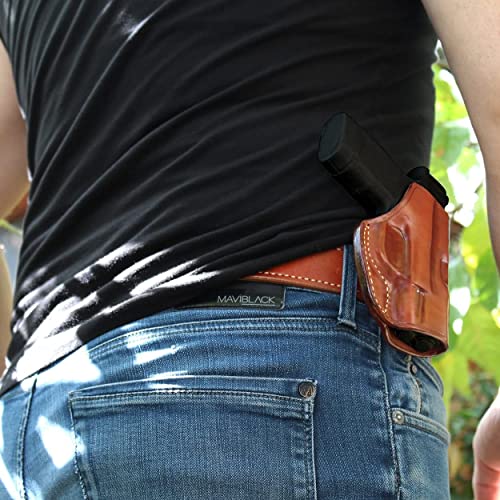 Premium Leather Owb Paddle Holster Open Top Fits Kimber Ultra Crimson Carry Ii 45 Acp 3'', Right Hand Draw, Brown Color #1469# #TOP3