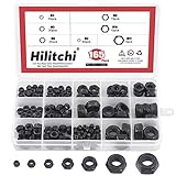 Hilitchi 165-Pcs Black Zinc Plated Nylon Insert Hex Lock Nuts Assortment Kit