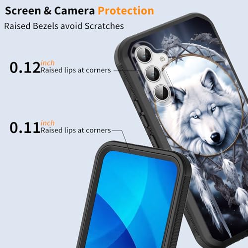 GFEWYTJYJ for Galaxy S25 Plus Case,Shockproof 3-Layer Full Body Protection Rugged Heavy Duty High Impact Hard Cover Case for Samsung Galaxy S25 Plus (6.7 Inch) (2025),Dreamcatcher Wolf - image 5