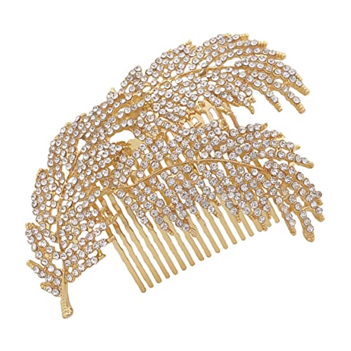 FRCOLOR 珍珠花?ヘアコーム 結婚式用デコレーション ゴールド ホワイトラ