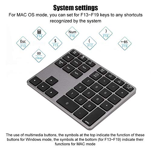 Clavier Numérique Sans Fil Bluetooth 5.0 35 Touches Ultra-Mince Rechargeable - Pour PC Et Ordinateur Portable