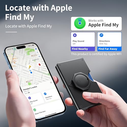 BIIGELL Wallet for Men - Air Tags Metal Wallet Work with Apple Find My(iOS Only), Mens Wallet with Removable Money Clip, RFID Blocking Credit Card Holders, Slim Wallet Tracker(Air Tags included)3