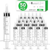 50 PCS 5ml Syringe with Cap for Liquid, Oral Syringe without Needle for Medicine Dropper, Colostrum Collect, Feeding Pets, Liquid Measuring, Individually Sealed, Luer Slip