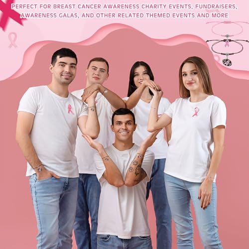 Breast Cancer Awareness Bracelets Bulk, Pink Ribbon Adjustable Football Bracelet Items Inspirational Wristband Accessories for Women Gifts Survior Party Favor4