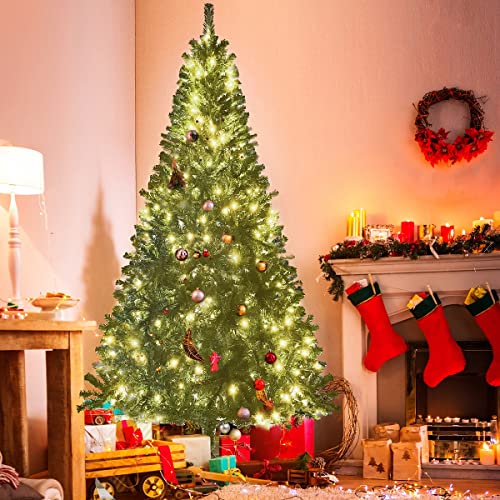 Weihnachtsbaum Tannenbaum Künstlich Künstlicher Weihnachtsbaum mit Ständer mit Beleuchtungmit 350 vorinstallierten LED-Leuchten, Enthält Keine Dekorationsartikel, Grün Cover