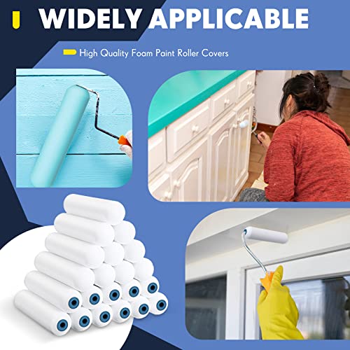 40 Pcs Foam Paint Roller Cover 6 Inch Foam Roller High Density Sponge Paint Roller Mini Foam Paint Roller Refills Brings Smooth Finishes Flat Surfaces For Painting Wall Cabinet Cupboard Doors Ceilings #TOP4