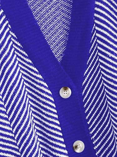 Image of ZAFUL Women's Striped Cardigan Button Up Open Front Knit Oversized Sweater