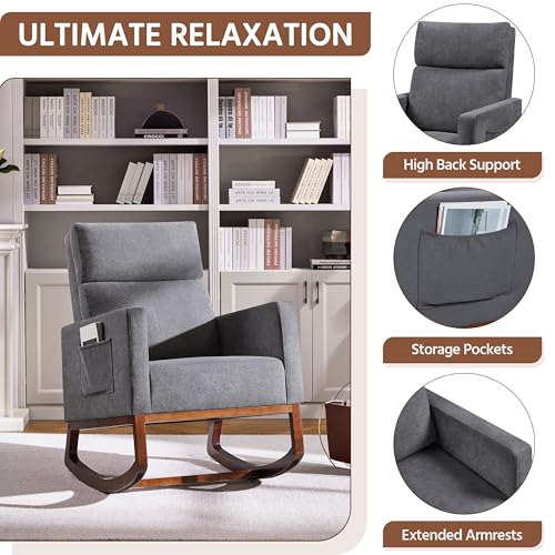 Yaheetech YT-00115493 Rocking Chair, Upholstered Glider Chair thumb #3