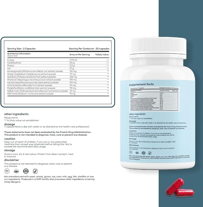 Miniatura 7 de mars by GHC Natural Surge Max Caps  Alimentado con Shilajit, Safed Musli y Gokshura  60 cápsulas (paquete de 2)