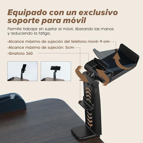 Miniatura 6 de Atril Ajustable 2 En 1 Para Lectura, Doble Uso, Para Escritorio Y Suelo, Con Bandeja Y Clips Elásticos Para Partituras, Recetas, Tabletas Y Portátiles, Altura Ajustable De 23,5 A 52 Pulgadas Nogal