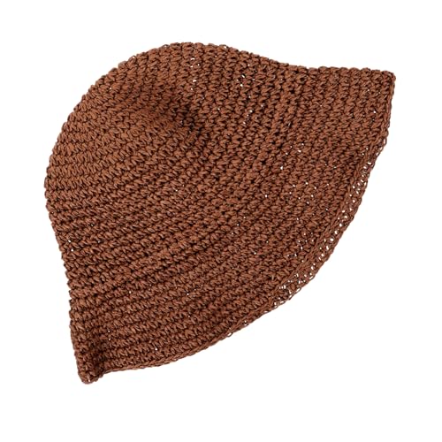 Chapeaux de seau brown anti-coup de soleil en paille souple et légère