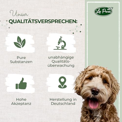 LaPura Lachsöl für Hunde, Katzen & Pferde - 100% Natur, mit Omega-3 & Omega-6 für Haut- & Fellpflege, Immunsystem, Beweglichkeit, Barf Öl ohne Zusätze, Premium Fischöl 250 ml