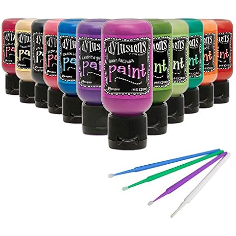 Dylusions Paints Bundle - Flip Cap Art Journal Ready Waterproof Blendable with PTP Flash Deals Blending Sticks! (Bold Collection) Cover