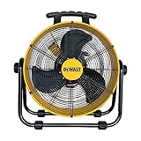 DEWALT DXF-2042 High-Velocity Industrial,Floor,Drum,Barn,Warehouse Fan Heavy Duty Mover Portable Air Circulator 3-Speed Adjustable Tilt, 20', Yellow