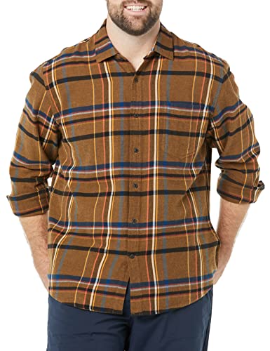 Image of Amazon Essentials Men's Regular Fit Long-Sleeve Flannel Shirt, Soft Brushed Cotton, Lightweight yet Warm