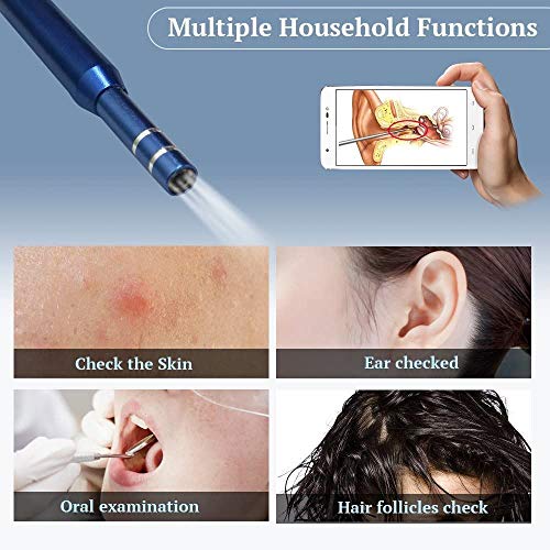 Câmera de inspeção de canal auditivo digital Otoscópio 3 em 1 com 6 LEDs ajustáveis, limpador de rem