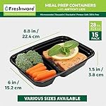 Freshware Meal Prep Containers [15 Pack] 2 Compartment with Lids, Food Storage Containers, Bento Box, BPA Free, Stackable, Microwave/Dishwasher/Freezer Safe (28 oz), Black - Image 4