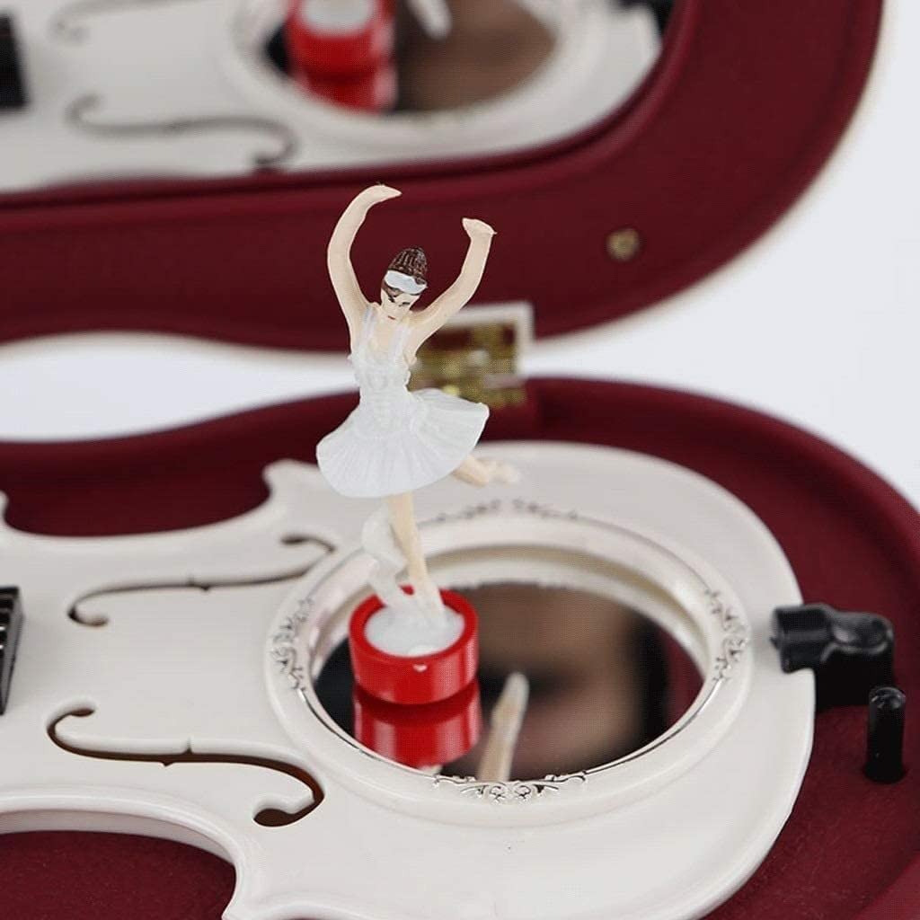 Carillon A Forma di Violino, Portagioie Musicale per Bambine con Ballerina Girevole., B, 34.5/13.5cm