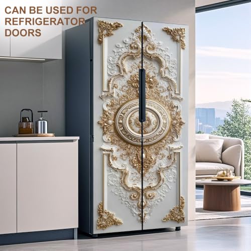 Image of Baroque Gold Door Mural Peel and Stick, 30x79 in Removable