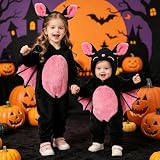 Beipegin Kostium nietoperza dla chłopców i dziewczynek, z kapturem, polar, skrzydło nietoperza, strój noworodka, kombinezon dla niemowląt, ubrania na Halloween, 3, 6, 12, 18 miesięcy