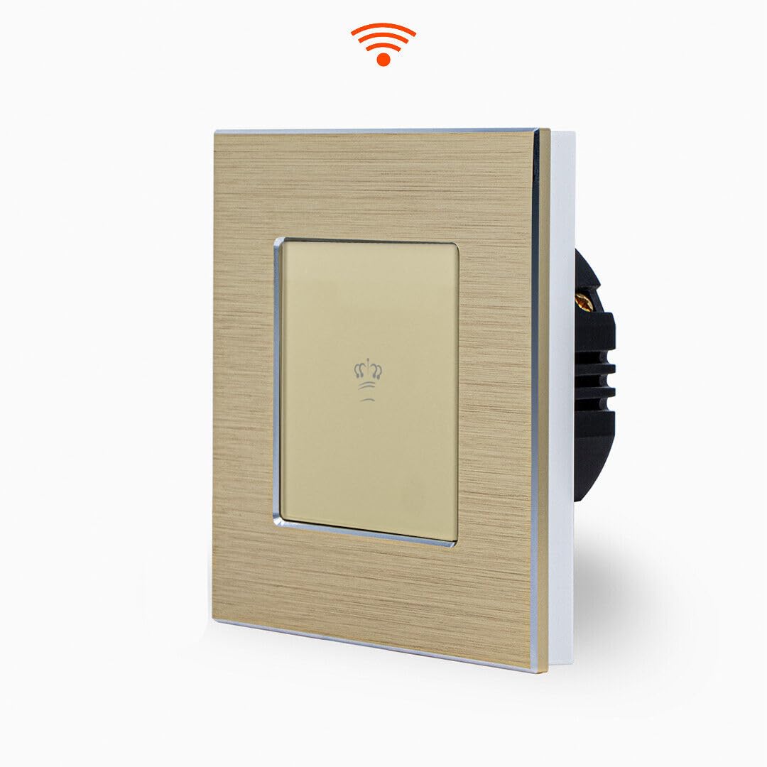 Interruptor de luz táctil inteligente con WiFi de KRONE, 1 posición, marco de aluminio, color dorado, interruptor de pared táctil para Alexa Google Home IFTT Tuya App controlado Luxus-Time