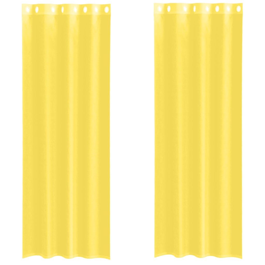 Voilage semi-transparent jaune filtrant la lumière du jour